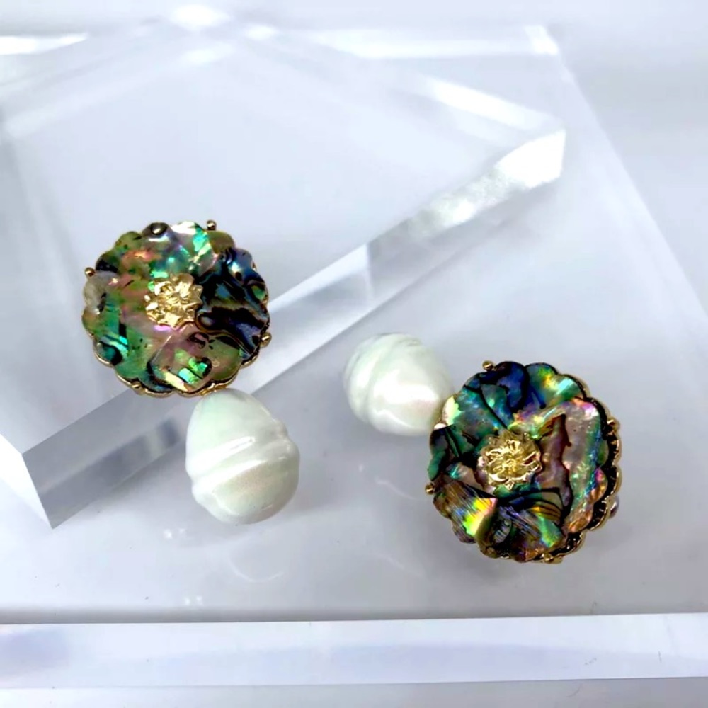 🌟 Big Shell Pearl Earrings